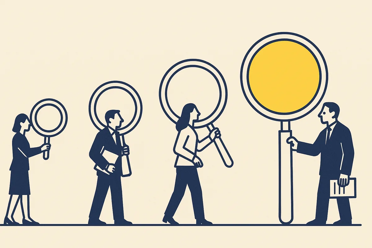 Four people examining customer information, illustrating the four customer due diligence obligations